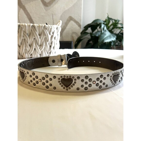 VTG Bridget Shuster Leather Belt 34 Studded Rhinestone Heart Western Y2K Glam ✨✨ main image 6